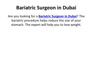 Bariatric Surgeon in Dubai