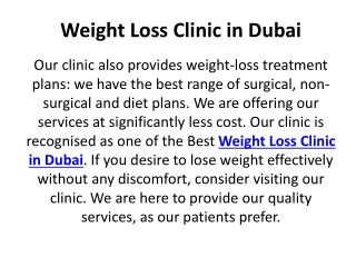 Weight Loss  Clinic in Dubai