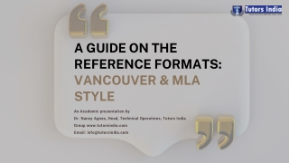 A Guide for Vancouver & MLA Style Reference Formats – Tutors India