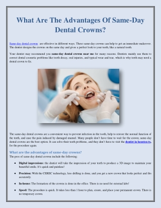 What Are The Advantages Of Same-Day Dental Crowns?