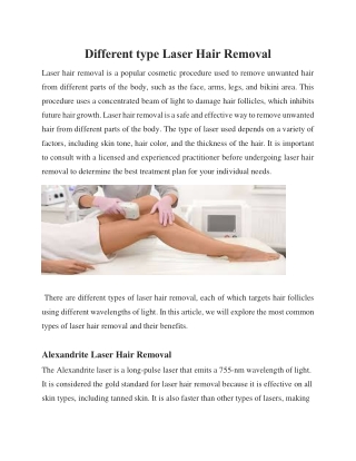 Different type Laser Hair Removal