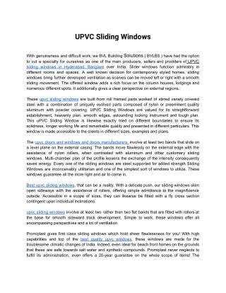 UPVC Sliding Windows