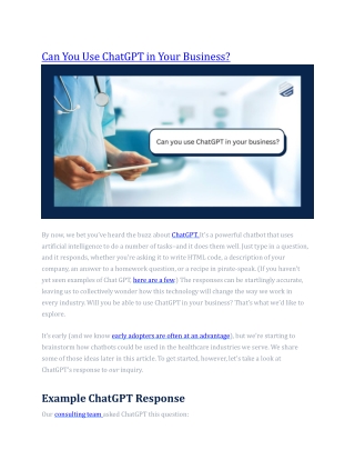 Can You Use ChatGPT in Your Business