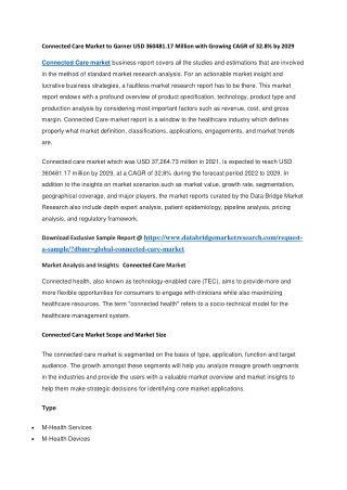 Connected Care Market to Garner USD 360481.17 Million with Growing CAGR of 32.8 by 2029