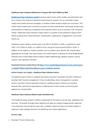 Healthcare Payer Solutions Market Size to Surpass USD 114.57 Billion by 2030