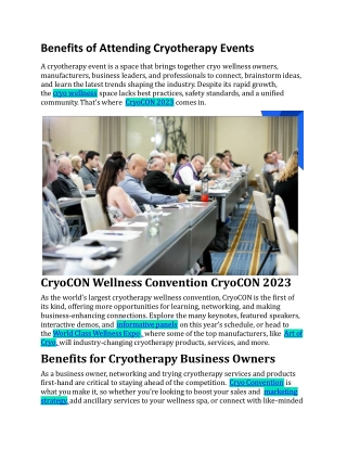 Benefits of Attending Cryotherapy Events