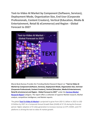 Text-to-Video AI Market - Global Forecast to 2027