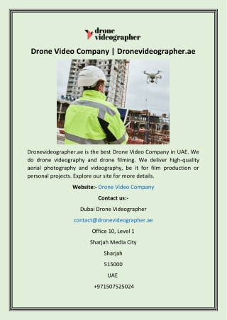 Drone Video Company  Dronevideographer.ae