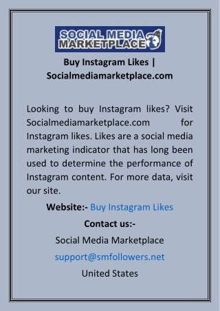 Buy Instagram Likes  Socialmediamarketplace