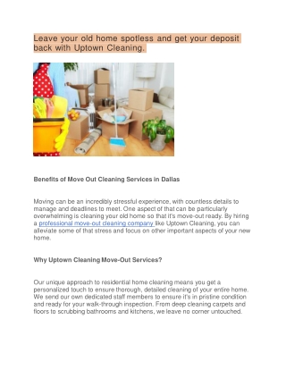 Affordable Move Out Cleaning Services in Uptown Dallas - Book Now