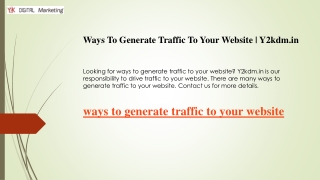 Ways To Generate Traffic To Your Website Y2kdm.in