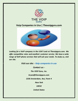Voip Companies in Usa  Thevoipguru com