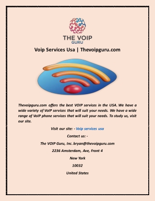 Voip Services Usa  Thevoipguru com