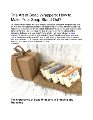 The Art of Soap Wrappers: How to Make Your Soap Stand Out?