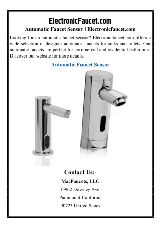 Automatic Faucet Sensor | Electronicfaucet.com