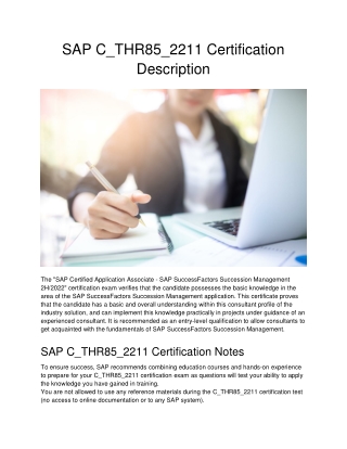 SAP C_THR85_2211 Certification Description