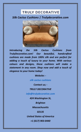 Silk Cactus Cushions  Trulydecorative