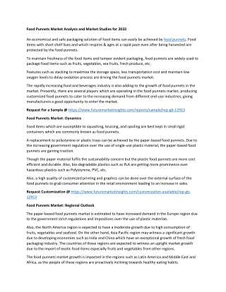 Food Punnets Market: Overview, Data Updates, Reports Analysis & Forecast | FMI
