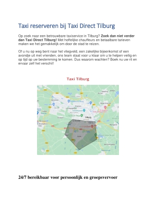 Taxi reserveren bij Taxi Direct Tilburg