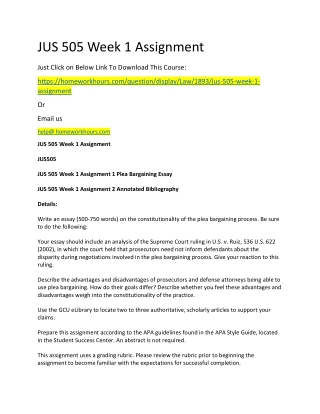 JUS 505 Week 1 Assignment