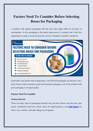 Factors Need To Consider Before Selecting Boxes for Packaging