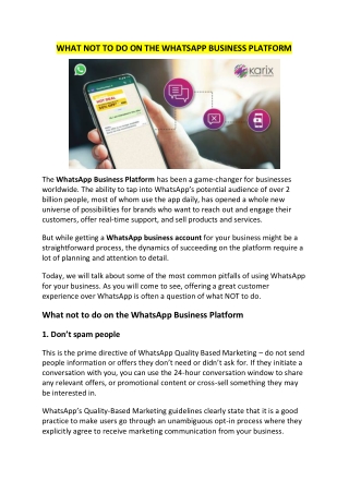 What not to do on The WhatsApp Business Platform