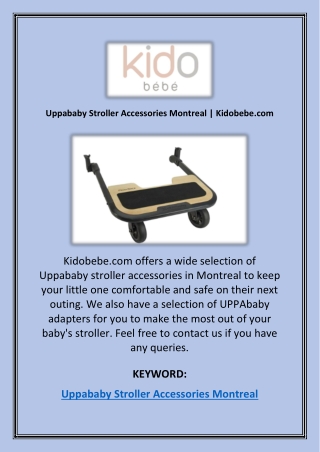 Uppababy Stroller Accessories Montreal | Kidobebe.com
