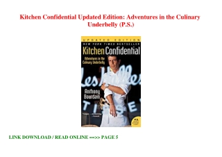 [GET] PDF Kitchen Confidential Updated Edition: Adventures in the Culinary Under