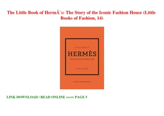 [FREE][DOWNLOAD] The Little Book of HermÃƒÂ¨s: The Story of the Iconic Fashion H