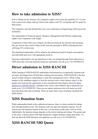 Direct admission in XISS Ranchi Call@ 9354992359 XISS management quota