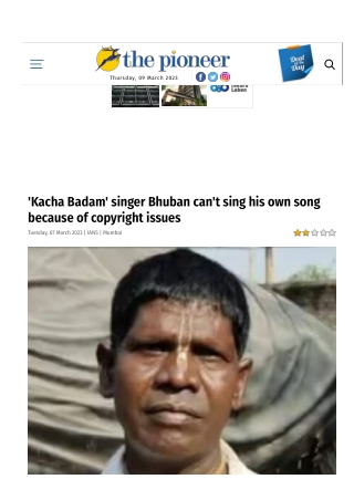 'Kacha Badam' singer Bhuban can't sing his own song because of copyright issues