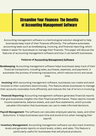 Streamline Your Finances: The Benefits of Accounting Management Software