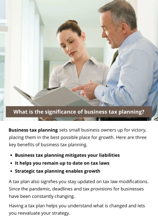 What is the significance of business tax planning?