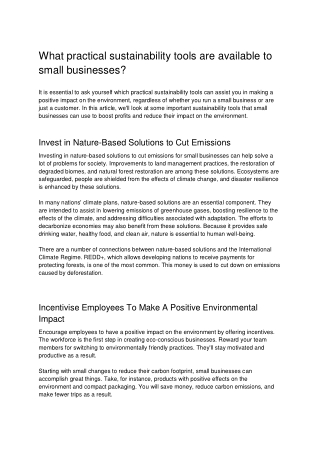 What practical sustainability tools are available to small businesses