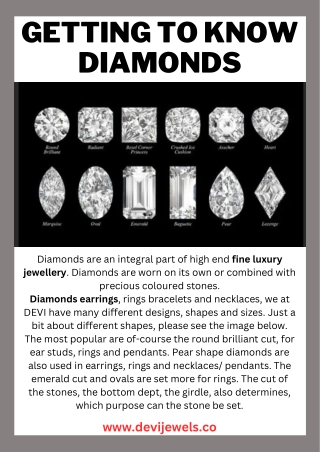 GETTING TO KNOW DIAMONDS