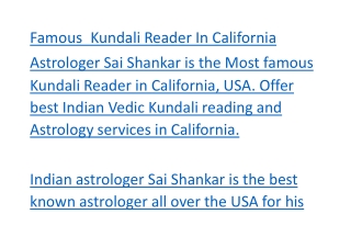 Famous  Kundali Reader In California