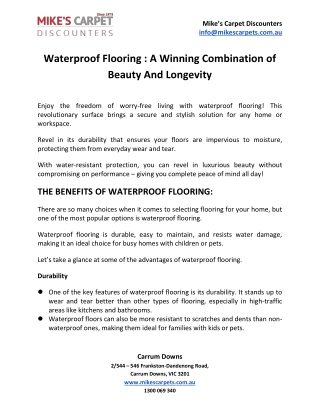 Waterproof Flooring  A Winning Combination of Beauty And Longevity
