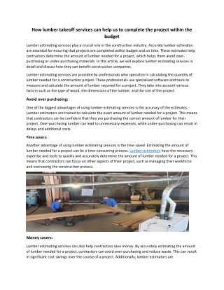 lumber estimating services