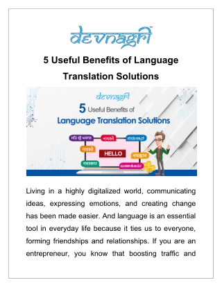 5 Useful Benefits of Language Translation Solutions