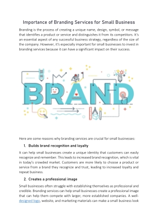 Importance of Branding Services for Small Business