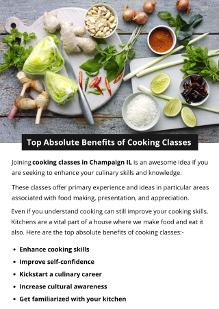 Top Absolute Benefits of Cooking Classes