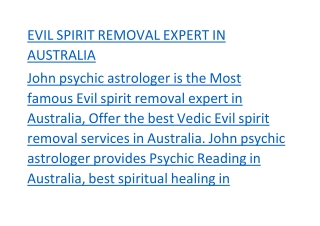 Evil spirit removal expert in Australia