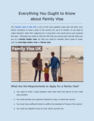 Everything You Ought to Know about Family Visa