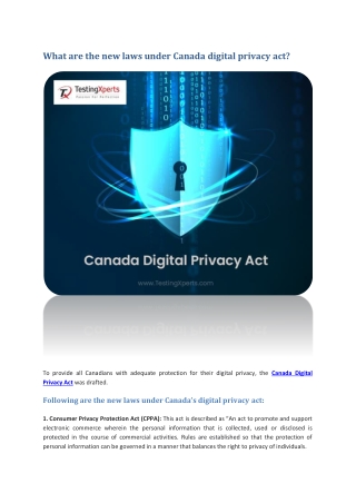 What are the new laws under Canada Digital Privacy Act