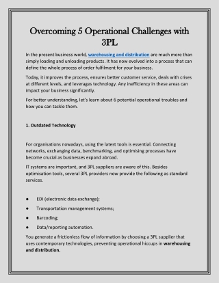 Overcoming 5 Operational Challenges with 3PL