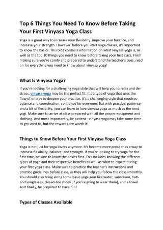 Top 6 Things You Need To Know Before Taking Your First Vinyasa Yoga Class