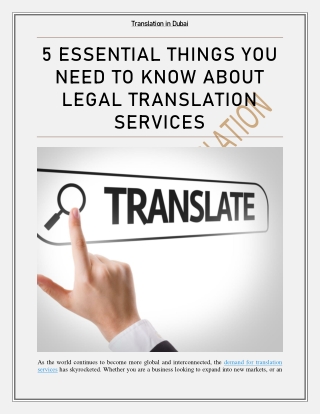 5 Essential Things You Need To Know About Legal Translation Services