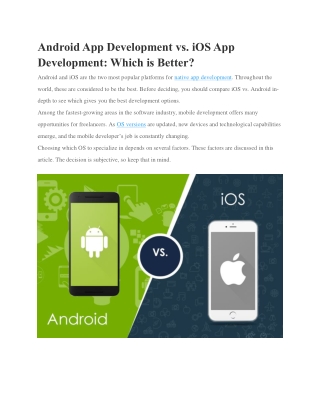 Android App Development vs. iOS App Development