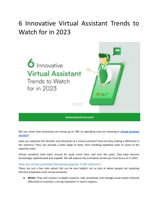 6 Innovative Virtual Assistant Trends to Watch for in 2023