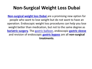 Non-Surgical Weight Loss Dubai